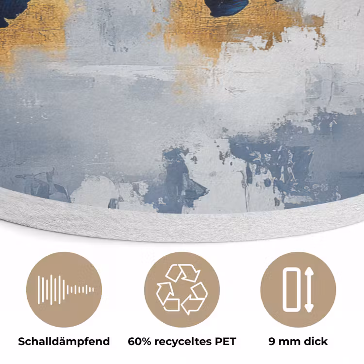 Wereldkaart - Blauw - Abstract Akoestische PET Vilt - Rond klein -closeup_DE