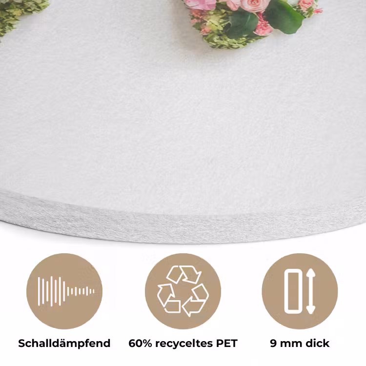 Wereldkaart - Bloemen - Subtiel Akoestische PET Vilt - Rond klein -closeup_DE