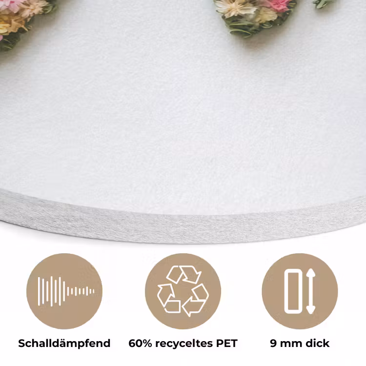 Wereldkaart - Kleurrijk - Bloemen - Lente Akoestische PET Vilt - Rond klein -closeup_DE