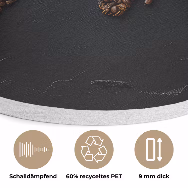 Wereldkaart - Espresso - Zwart Akoestische PET Vilt - Rond klein -closeup_DE