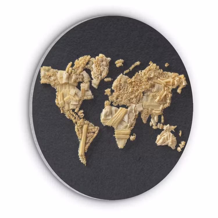 Wereldkaart - Specerijen - Kleurrijk Akoestische PET Vilt - Rond klein -3d