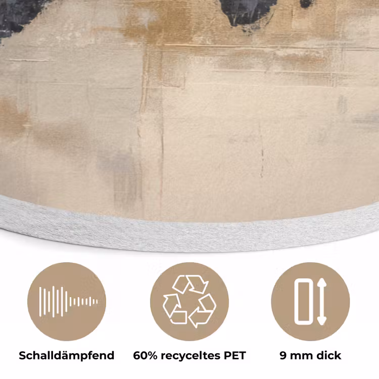 Wereldkaart - Goud - Zwart - Abstract Akoestische PET Vilt - Rond klein -closeup_DE
