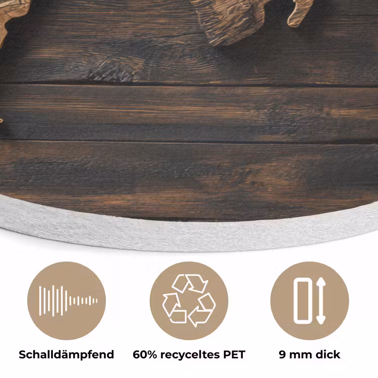 Wereldkaart - Hout - Mozaïek Akoestische PET Vilt - Rond klein -closeup_DE