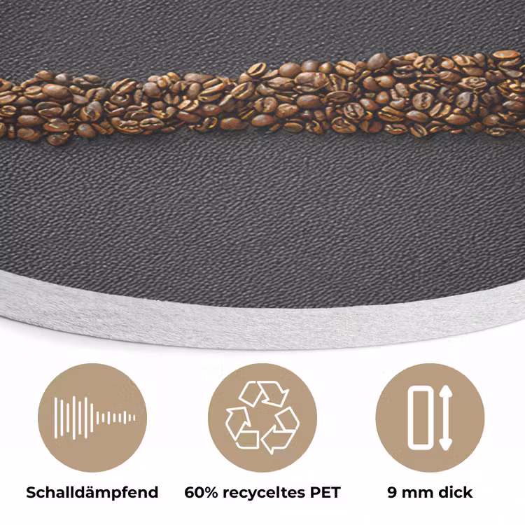 Wereldkaart - Koffie - Grijs Akoestische PET Vilt - Rond klein -closeup_DE