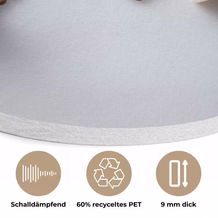 Wereldkaart - Koffiebonen - Suikerklontjes Akoestische PET Vilt - Rond klein -closeup_DE