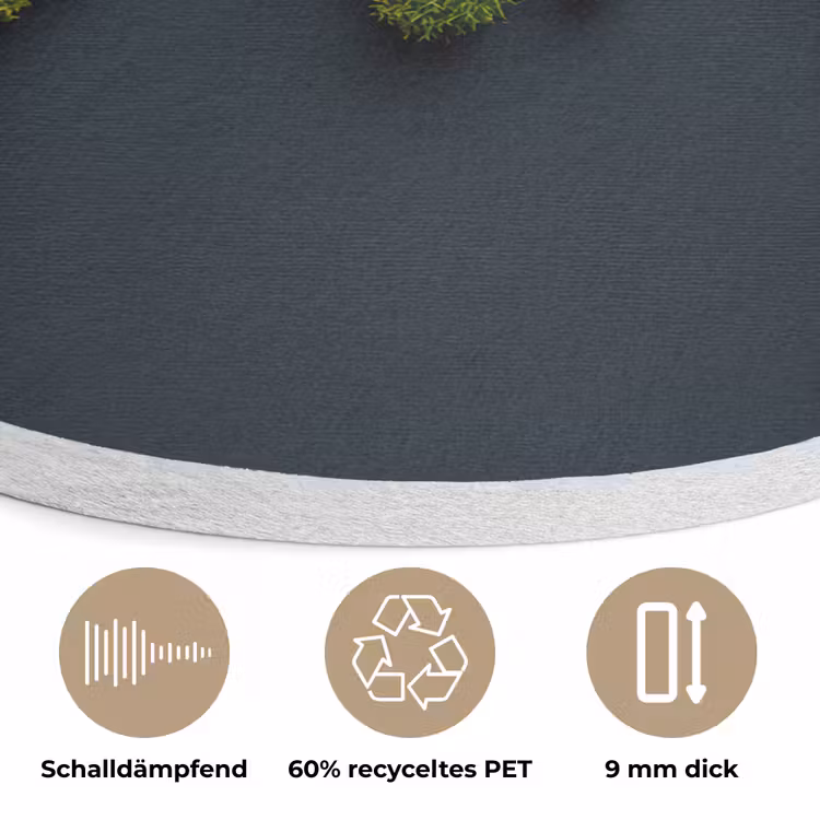 Wereldkaart - Mos -Levendig effect Akoestische PET Vilt - Rond klein -closeup_DE