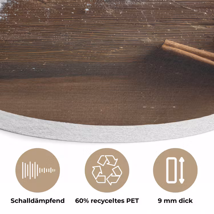 Wereldkaart - Poedersuiker - Hout Akoestische PET Vilt - Rond klein -closeup_DE
