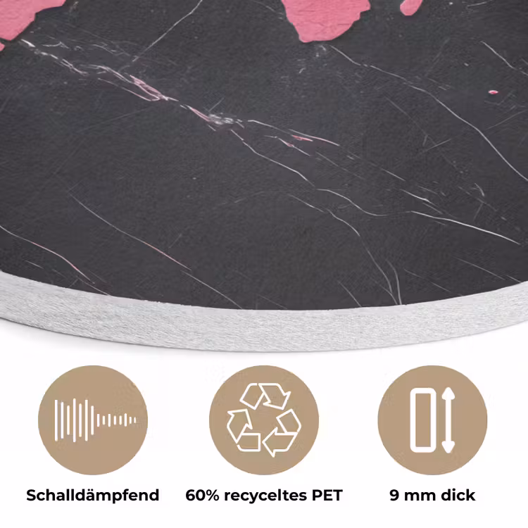 Wereldkaart - Roze - Marmer Akoestische PET Vilt - Rond klein -closeup_DE
