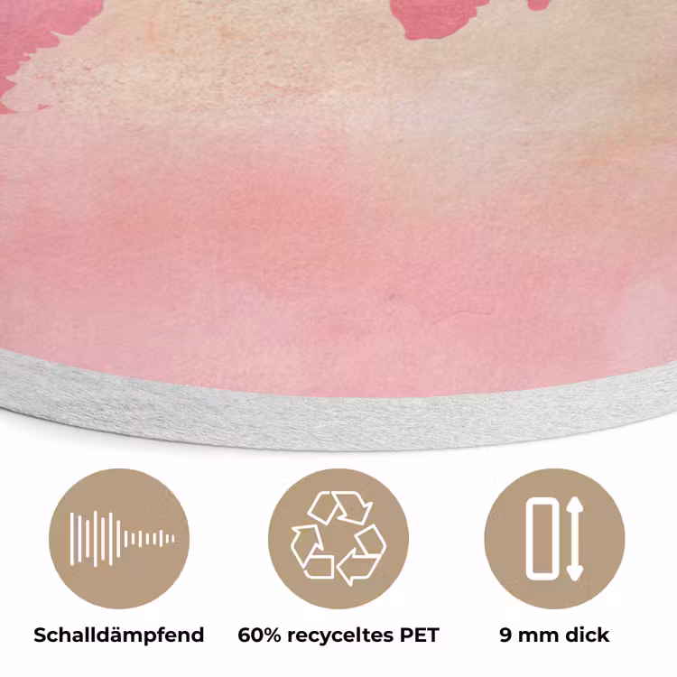 Wereldkaart - Roze - Vaag Akoestische PET Vilt - Rond klein -closeup_DE
