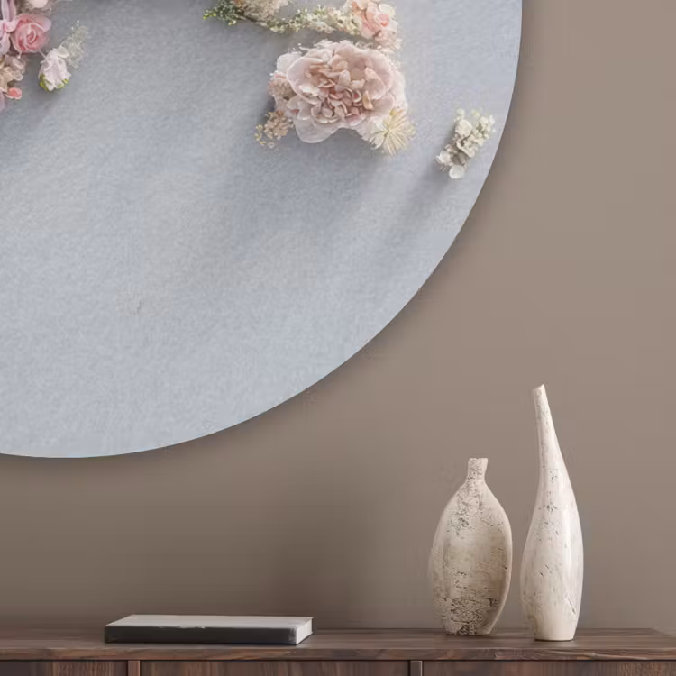 Wereldkaart - Rozen - Roze Akoestische PET Vilt - Rond klein -sfeer5_closeup