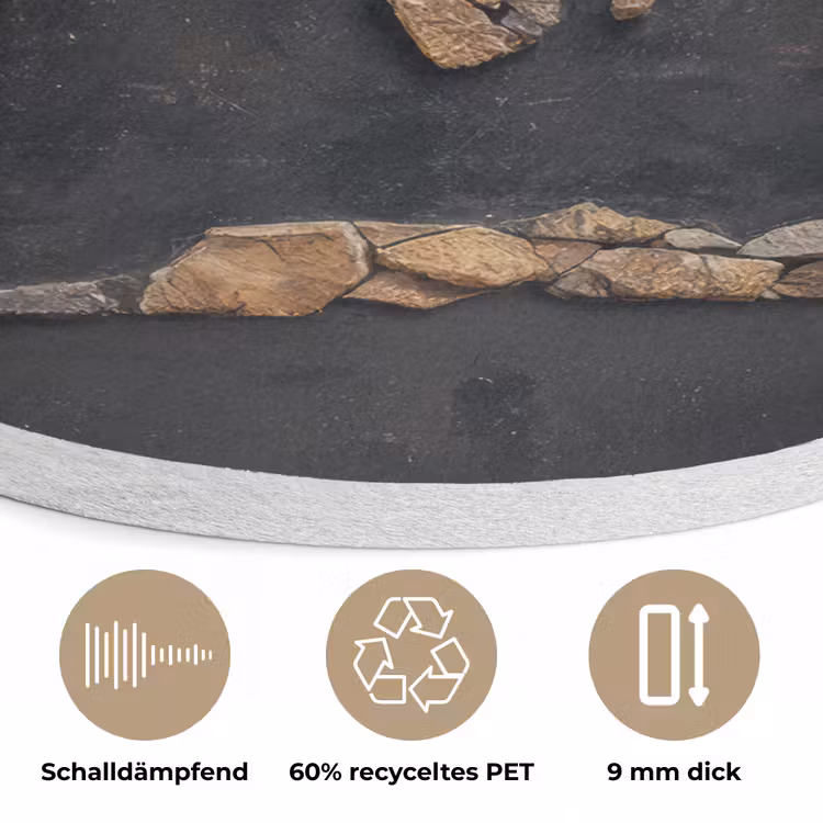Wereldkaart - Stenen - Realistisch Akoestische PET Vilt - Rond klein -closeup_DE