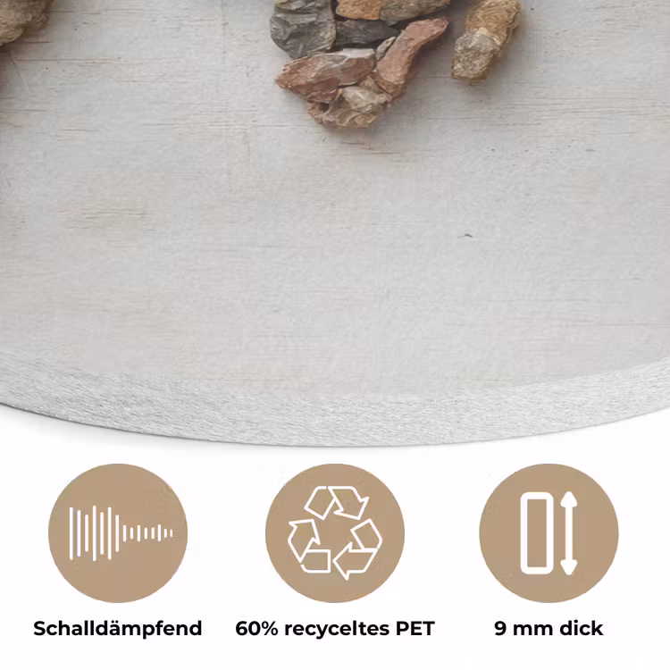 Wereldkaart - Stenen - Wit Akoestische PET Vilt - Rond klein -closeup_DE