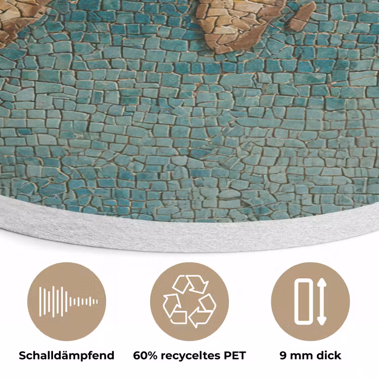 Wereldkaart - Gebroken tegels - Mozaïek Akoestische PET Vilt - Rond klein -closeup_DE