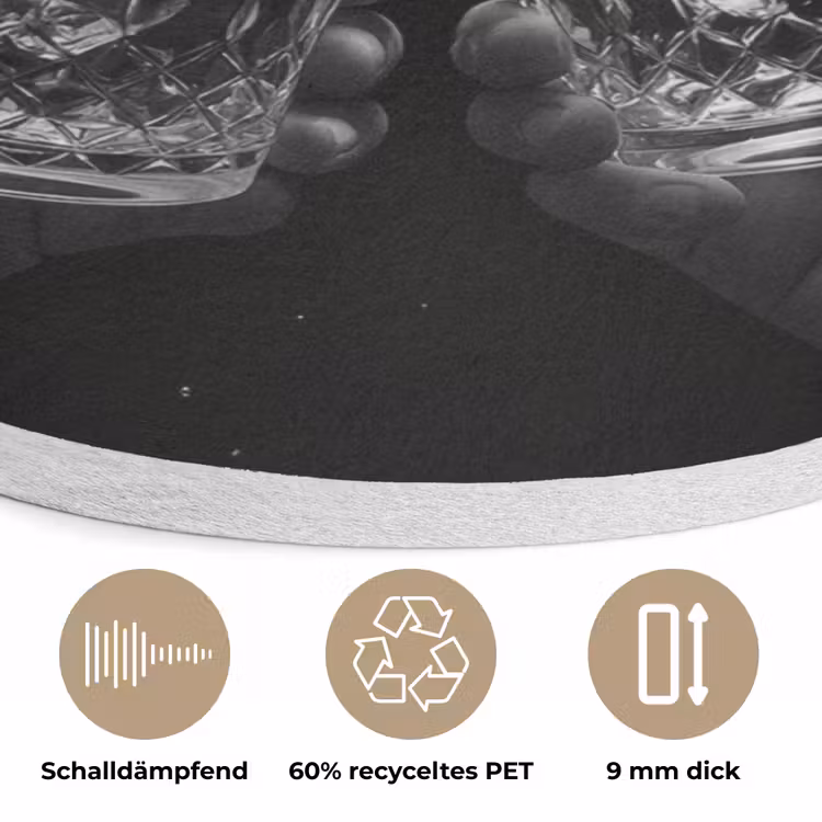 Whiskyglazen - Ijs - Spetters - Zwart Akoestische PET Vilt - Rond klein -closeup_DE