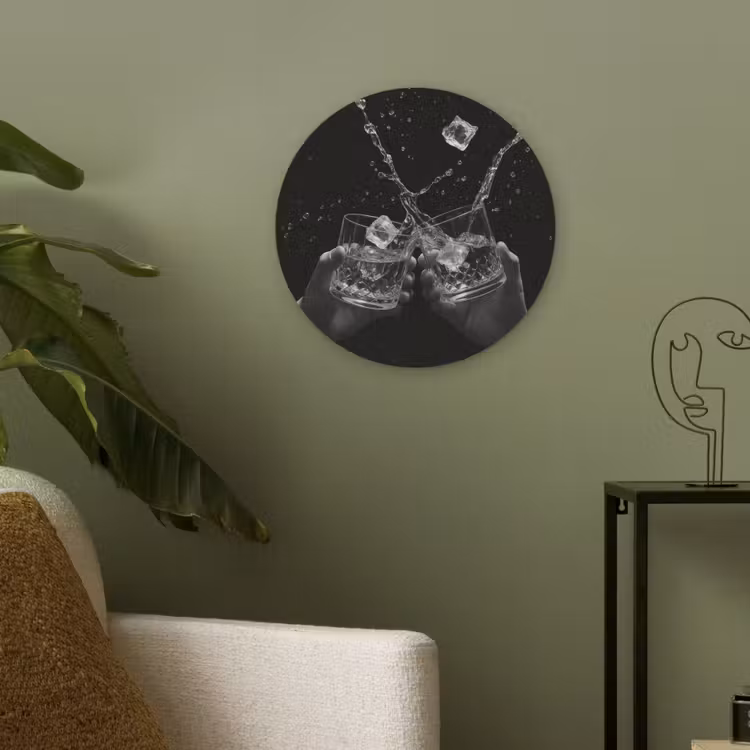 Whiskyglazen - Ijs - Spetters - Zwart Akoestische PET Vilt - Rond klein -sfeer2
