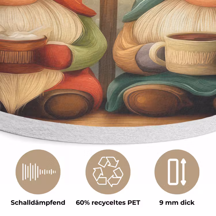 Gnooms - Kerst - Raam - Kleurrijk Akoestische PET Vilt - Rond klein -closeup_DE