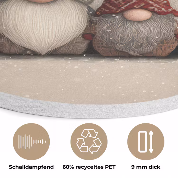 Kabouters - Kerst - Sneeuw - Puntmutsen Akoestische PET Vilt - Rond klein -closeup_DE