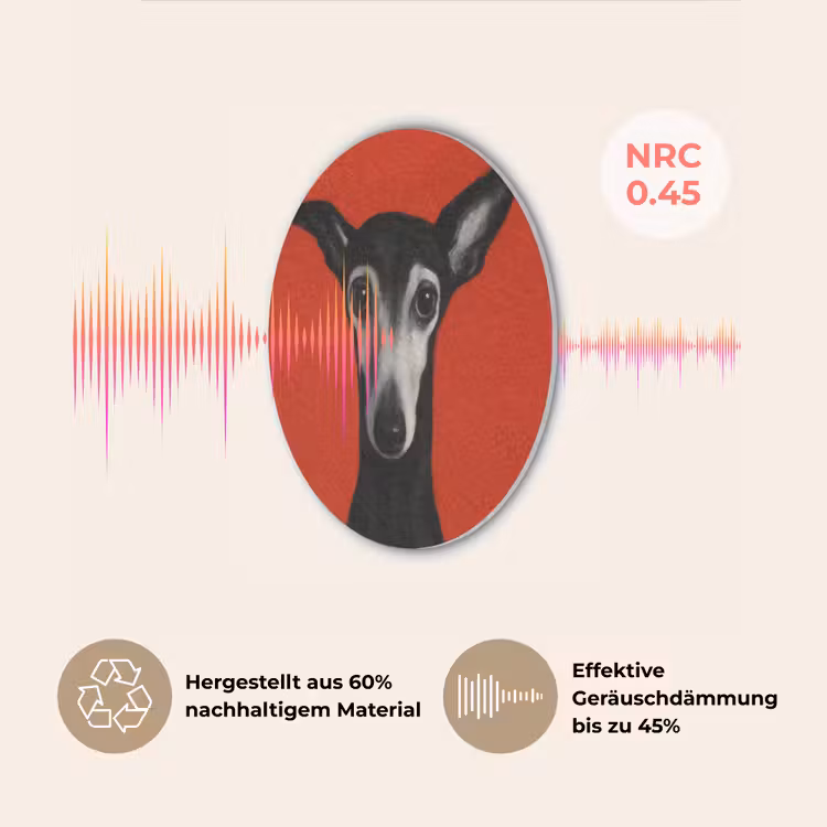 Windhond - Minimalistisch - Rood Akoestische PET Vilt - Rond klein -USP_DE
