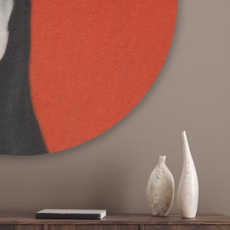 Windhond - Minimalistisch - Rood Akoestische PET Vilt - Rond klein -sfeer5_closeup