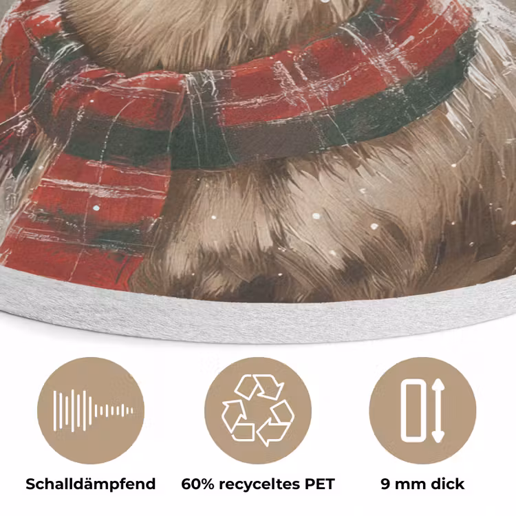 Winter - Bos - Rendier - Donker Akoestische PET Vilt - Rond klein -closeup_DE