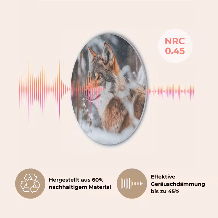 Wolf - Sneeuw - Winter - Dieren - Natuur - Sneeuw Akoestische PET Vilt - Rond klein -USP_DE
