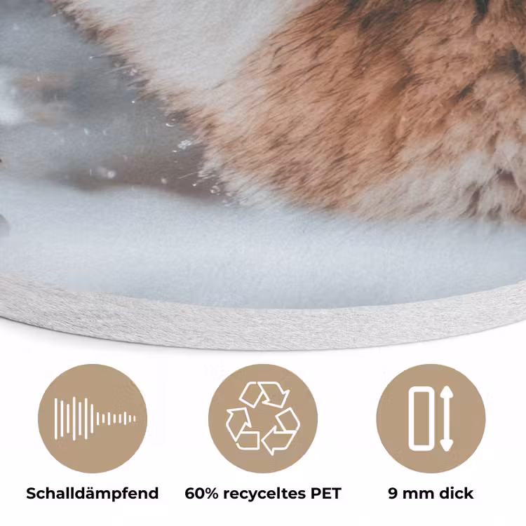 Wolf - Sneeuw - Winter - Dieren - Natuur - Sneeuw Akoestische PET Vilt - Rond klein -closeup_DE