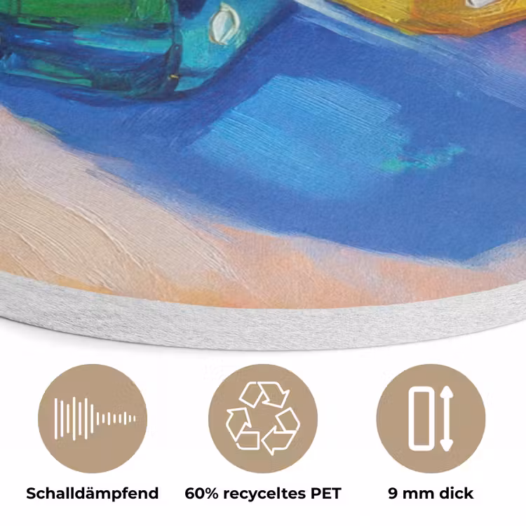 Dobbelstenen - Kleurrijk - Getallen - Stipjes Akoestische PET Vilt - Rond klein -closeup_DE