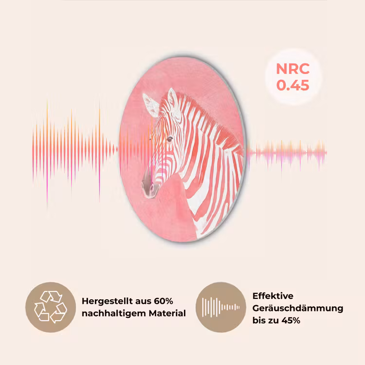 Zebra - Pink - Verf Akoestische PET Vilt - Rond klein -USP_DE
