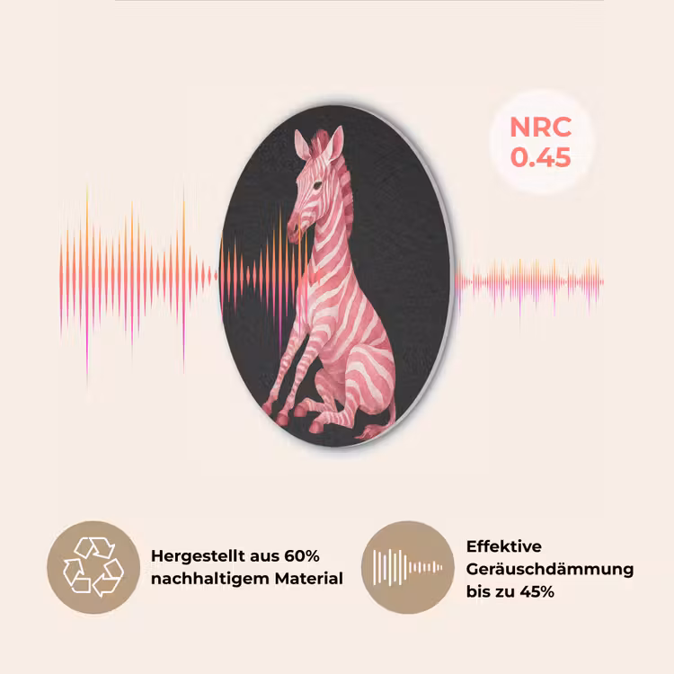 Zebra - Roze - Gestreept Akoestische PET Vilt - Rond klein -USP_DE