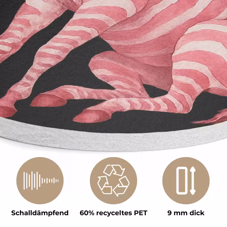 Zebra - Roze - Gestreept Akoestische PET Vilt - Rond klein -closeup_DE