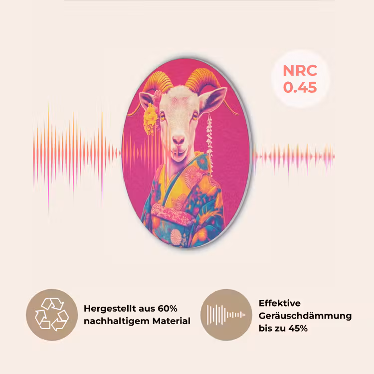Geit - Hoorns - Kimono - Kleurrijk Akoestische PET Vilt - Rond klein -USP_DE