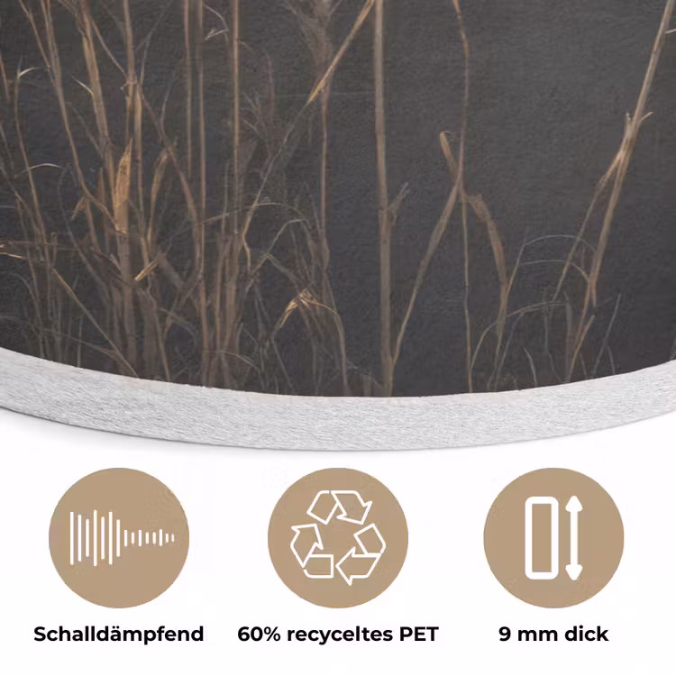 Siergras - Pluimen - Verlichting - Zwart Akoestische PET Vilt - Rond klein -closeup_DE