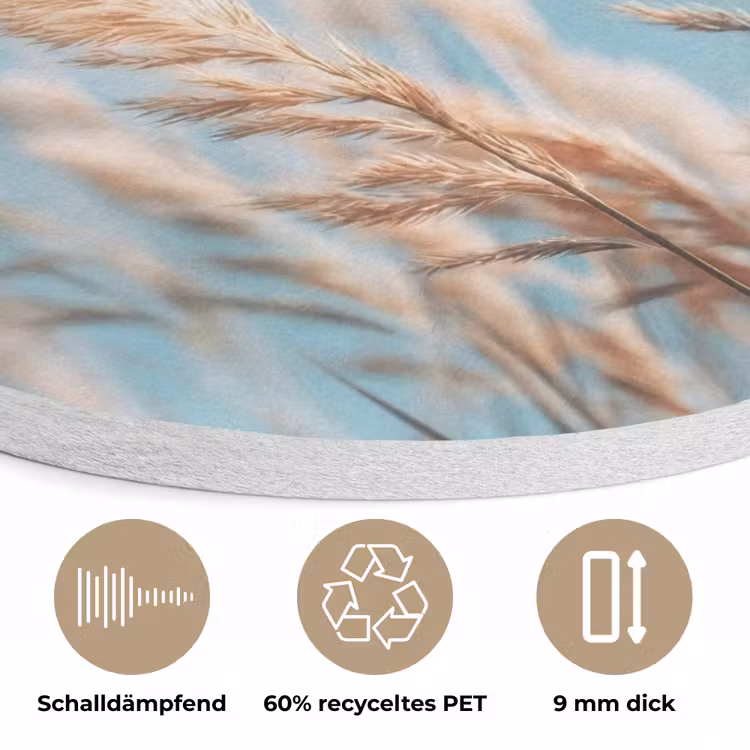 Siergras - Wind - Lichtbruin Akoestische PET Vilt - Rond klein -closeup_DE