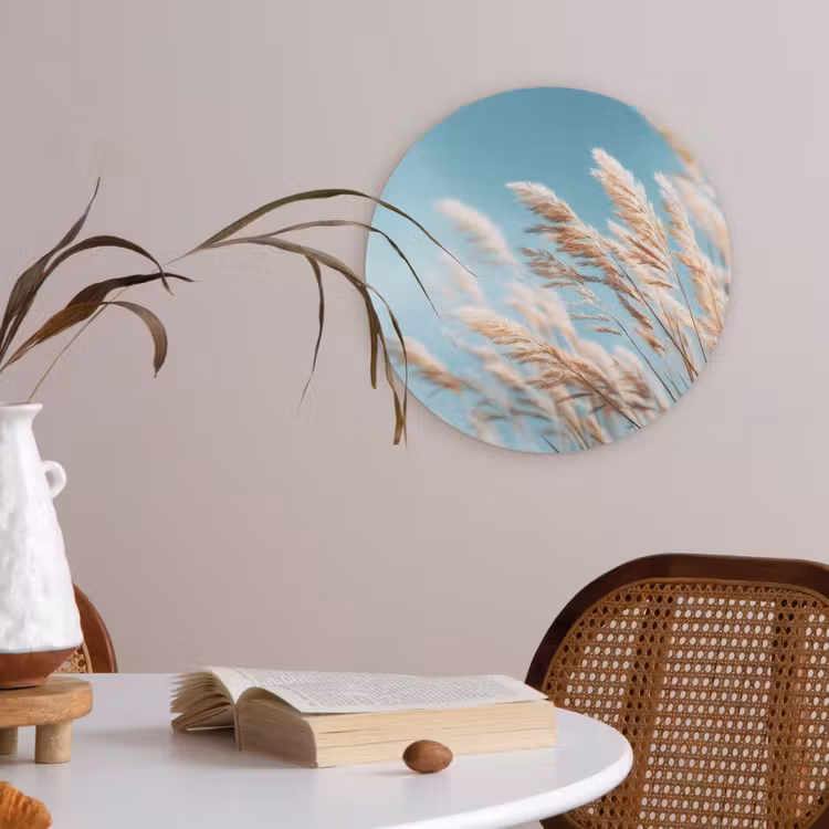 Siergras - Wind - Lichtbruin Akoestische PET Vilt - Rond klein -sfeer3