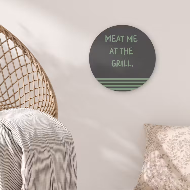 Quote - Groen - Grill - Zomer Akoestische PET Vilt - Rond klein -sfeer4