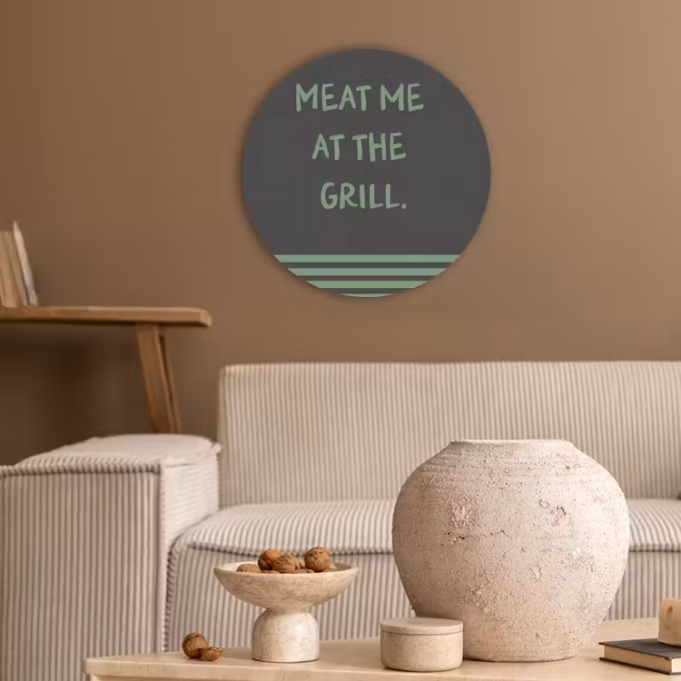 Quote - Groen - Grill - Zomer Akoestische PET Vilt - Rond klein -sfeer1