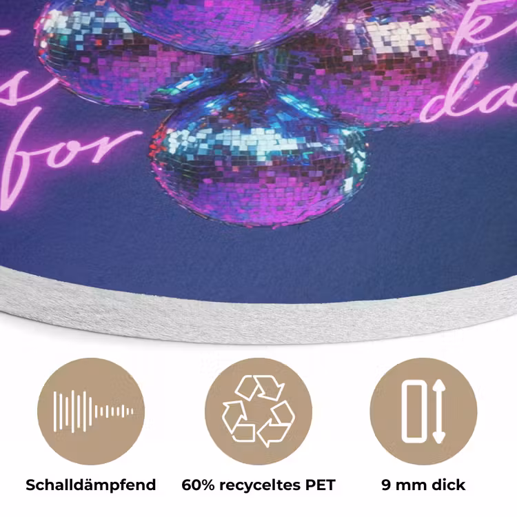 Quote - Neon - Disco - Druiven Akoestische PET Vilt - Rond klein -closeup_DE