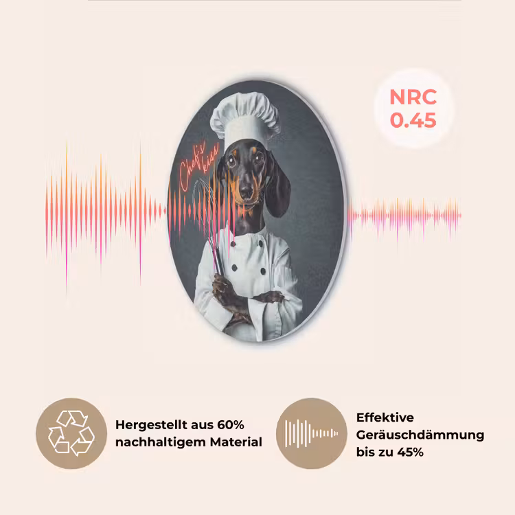 Quote - Neon - Hond - Kokskleding Akoestische PET Vilt - Rond klein -USP_DE
