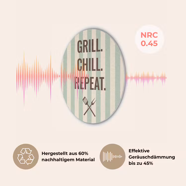 Quote - Strepen - Grill Akoestische PET Vilt - Rond klein -USP_DE