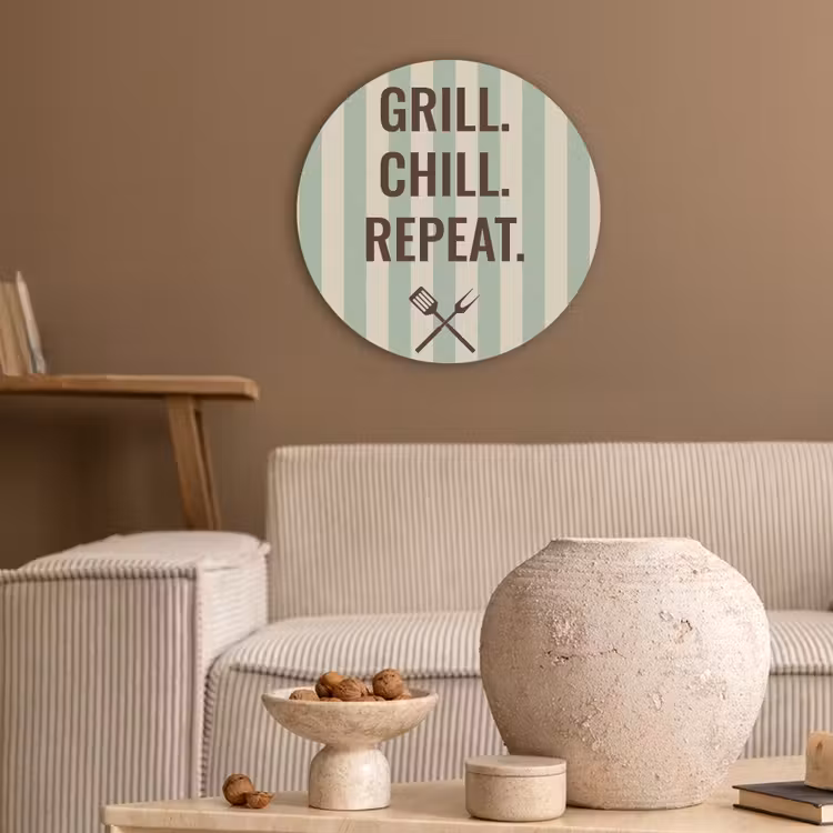 Quote - Strepen - Grill Akoestische PET Vilt - Rond klein -sfeer1
