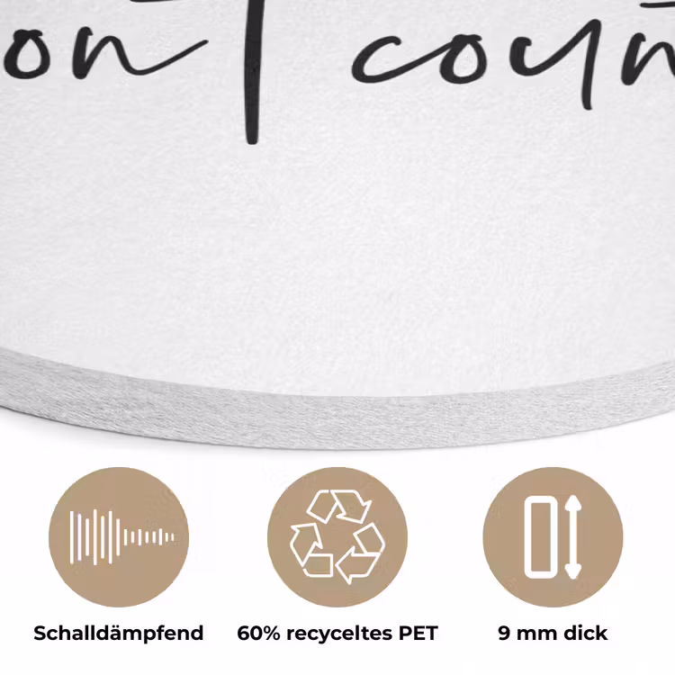 Kerst quote - Winter - Christmas calories - Wit Akoestische PET Vilt - Rond klein -closeup_DE