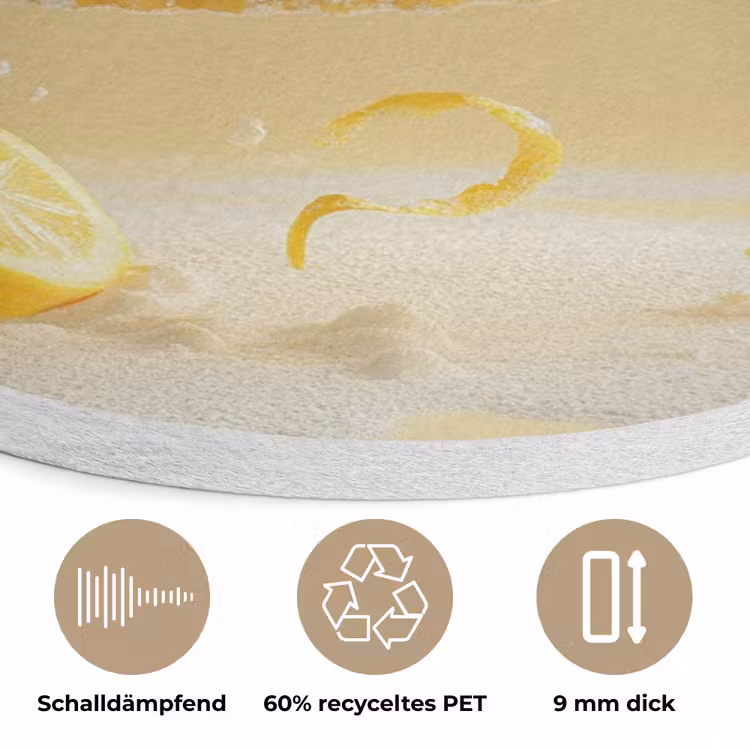 Citroen - Taart - Eten - Geel Akoestische PET Vilt - Rond klein -closeup_DE