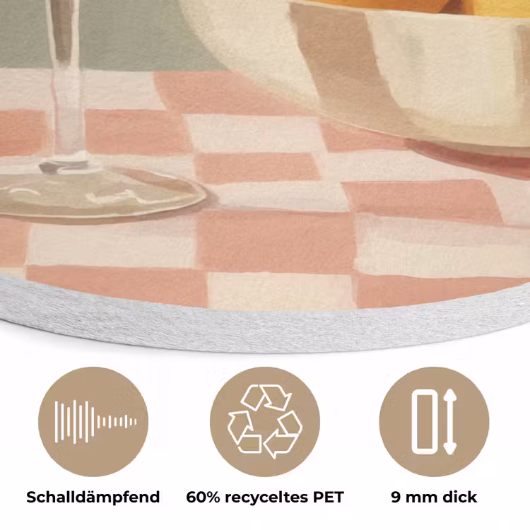 Citroenen - Glas - Tafelkleed - Geblokt Akoestische PET Vilt - Rond klein -closeup_DE