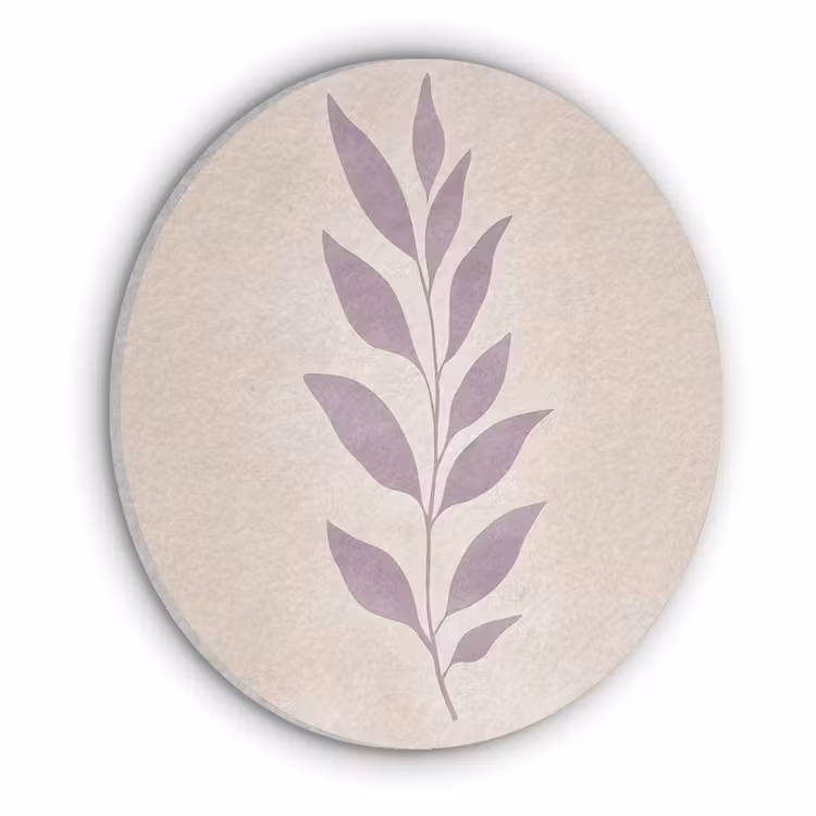 Tak - Bladeren - Minimalistisch - Beige Akoestische PET Vilt - Rond klein -3d