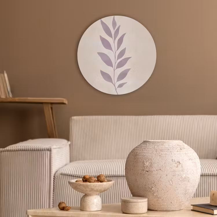 Tak - Bladeren - Minimalistisch - Beige Akoestische PET Vilt - Rond klein -sfeer1