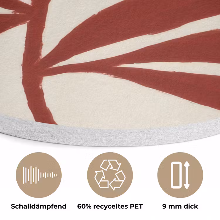 Tak - Bladeren - Rood Akoestische PET Vilt - Rond klein -closeup_DE