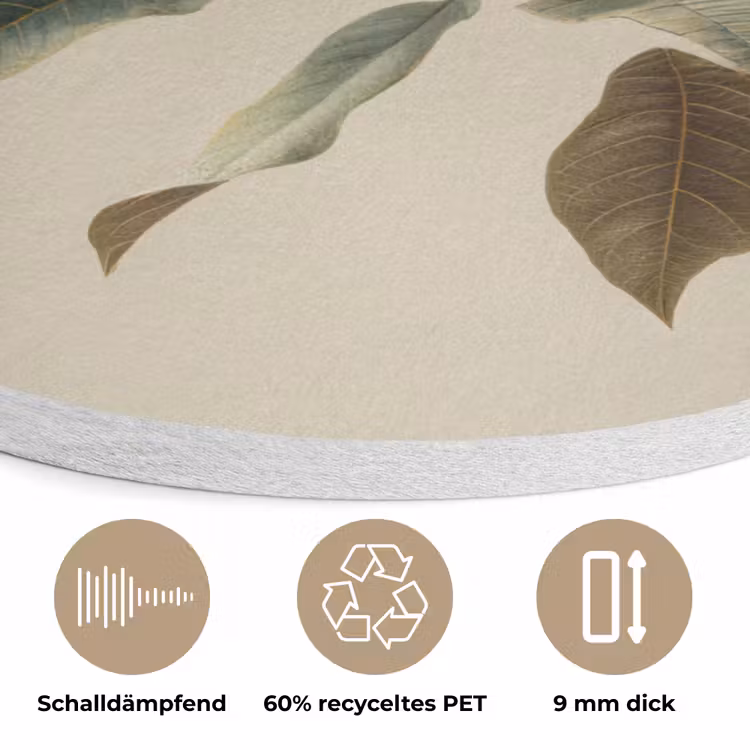 Tak - Groene Bladeren - Vruchten Akoestische PET Vilt - Rond klein -closeup_DE
