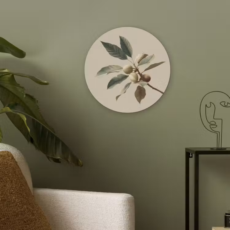Tak - Groene Bladeren - Vruchten Akoestische PET Vilt - Rond klein -sfeer2