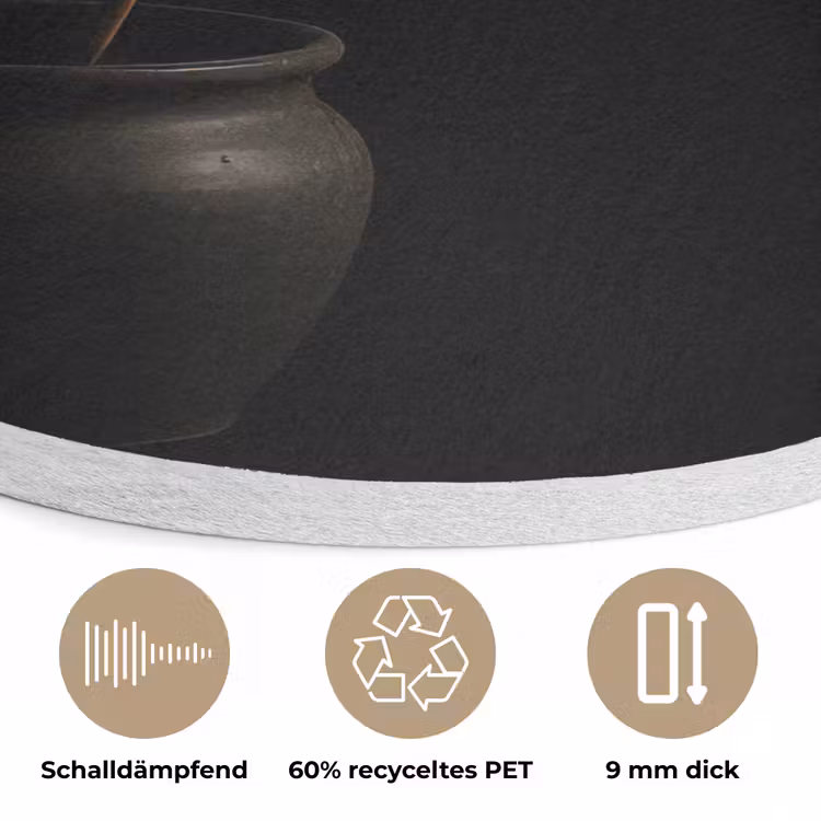 Bol - Gedroogd - Vaas - Zwart Akoestische PET Vilt - Rond klein -closeup_DE