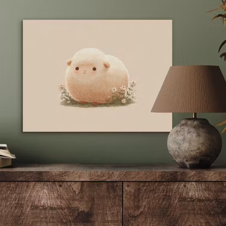 Schaap - Beige - Bloemen PET vilt klein -sfeer2